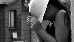 Rain woman monochrome