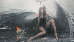 Rain woman paintings elves angels fantasy art