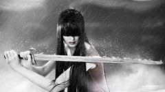 Rain woman Swords brunettes