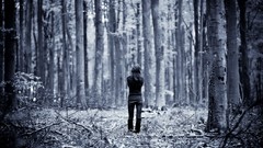 Rain woman walk forests