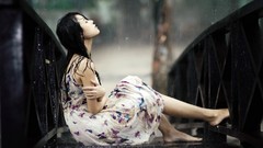 Rain woman wet asians