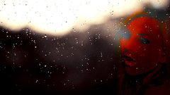 rain Women artwork face red water drops