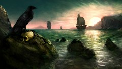 Raven crows artwork sailing ships paintwork