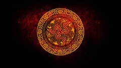 razer artwork logo red gold circle black pattern