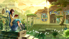 Reading fantasy art anime