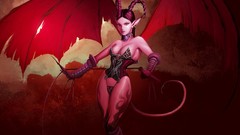 Red abstract devil demons artwork boobs fantasy art