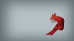 Red abstract foxes minimalistic grey background Simple 
