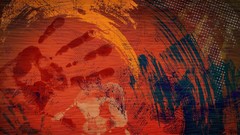 Red abstract hands shapes