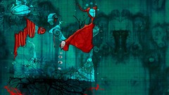 Red abstract Turquoise artwork