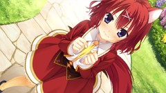 Red Anime blush anime girls seifuku animal ears muririn game cg 