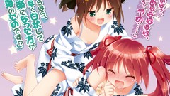 Red Anime brown kimono blush barefoot anime girls underwear 