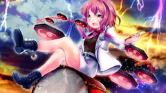 Red Anime Drums blush anime girls short hair yellow eyes touhou 