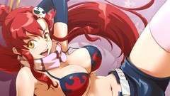 Red anime girls bra tengen toppa gurren lagann cleavage 