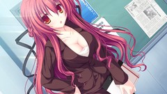 Red anime girls pantyhose mikagami mamizu game cg cleavage 