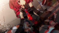 Red anime girls utau kasane teto redheads curly hair detached 