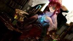 Red Anime gloves anime girls redheads eyepatch