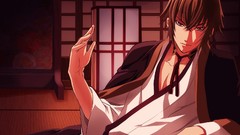 Red Anime red eyes kimono male short hair hakuouki shinsengumi 