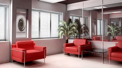 Red architecture couch living room interior design