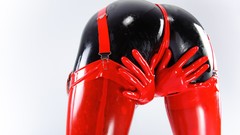 Red ass latex Bianca Beauchamp catsuits latex catsuit