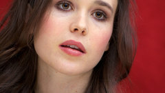 Red background portraits woman