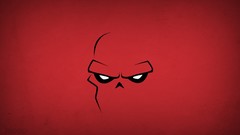 Red background red skull minimalistic blo0p villians