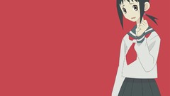 Red background schoolgirls skirts gray eyes anime girls school 