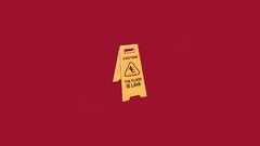 Red background the floor is lava yellow sign