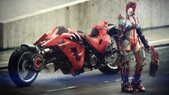 Red bikers woman Engines 3d redheads digital art fantasy art 