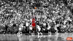 Red black and white basketball Michael Jordan selective coloring