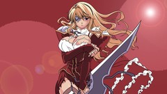 Red blade Anime anime girls cleavage bridget eyepatch