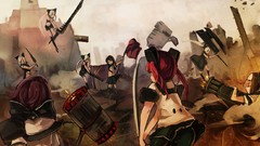 Red blade Anime bows anime girls