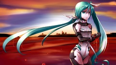 Red blood anime girls hatsune miku vocaloid miku append 