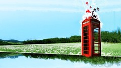 Red Butterflies abstract widescreen phone booth artwork
