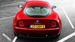 Red cars Alfa Romeo back view vehicles italian cars Alfa Romeo 
