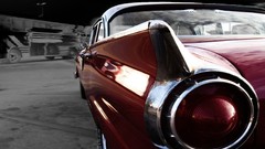 Red cars classic back classic cars taillights selective coloring