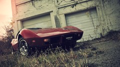 Red cars Corvette vehicles scenic