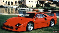 Red cars Ferrari rivers old cars f40