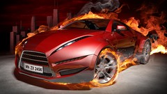 Red cars flames