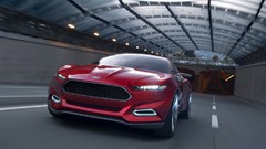 Red cars Ford concept cars tunnels front angle view Ford Evos 