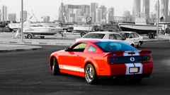 Red cars Ford widescreen selective coloring GT 77