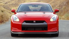 Red cars front view vehicles Nissan GT-R R35