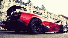 Red cars Lamborghini roads outdoors vehicles streets 