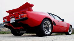 Red cars low-angle shot