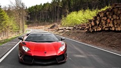 Red cars roads mansory Lamborghini-Aventador