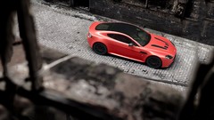 Red cars roads sports cars Aston Martin V12 Vantage