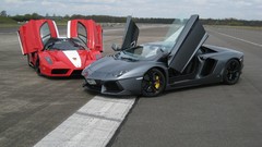 Red cars Supercars Lamborghini-Aventador ferrari enzo