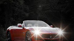 Red cars vehicles Maserati GranCabrio