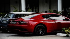 Red cars wheels GranTurismo rear view cars Maserati GranTurismo 