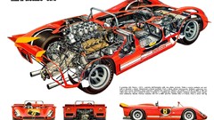 Red cars white background prototype sports cars blueprints 