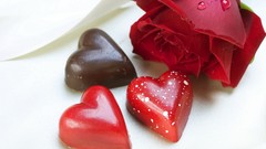 Red chocolate Hearts roses